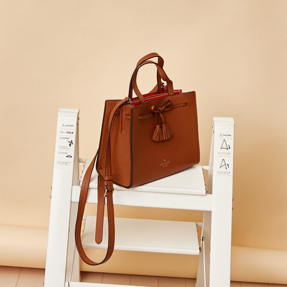 Kate Spade Tassel-Accent Leather Handle Bag with Crossbody Strap: